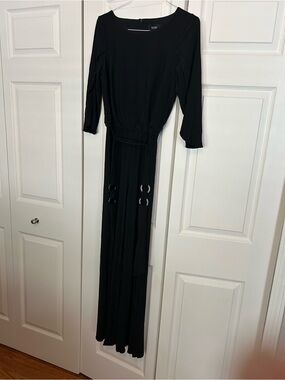MSK black jumpsuit with 3/4 split sleeve & Ring Detail belt. Small